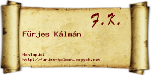 Fürjes Kálmán névjegykártya